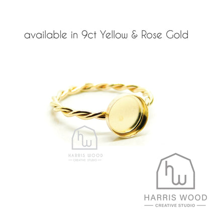 Solid Gold Twisted Band Rings 8Mm Cup - Info Below Options 9Ct Yellow Gold