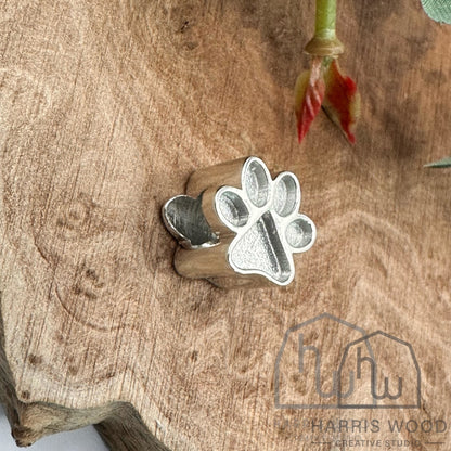 Solid Silver Paw Print Bead Charm