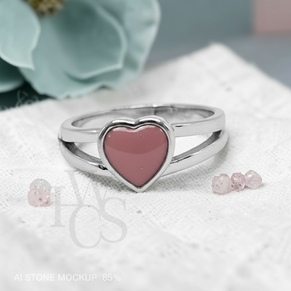 Split Band Heart Ring – Mono Dusty Rose Mockup