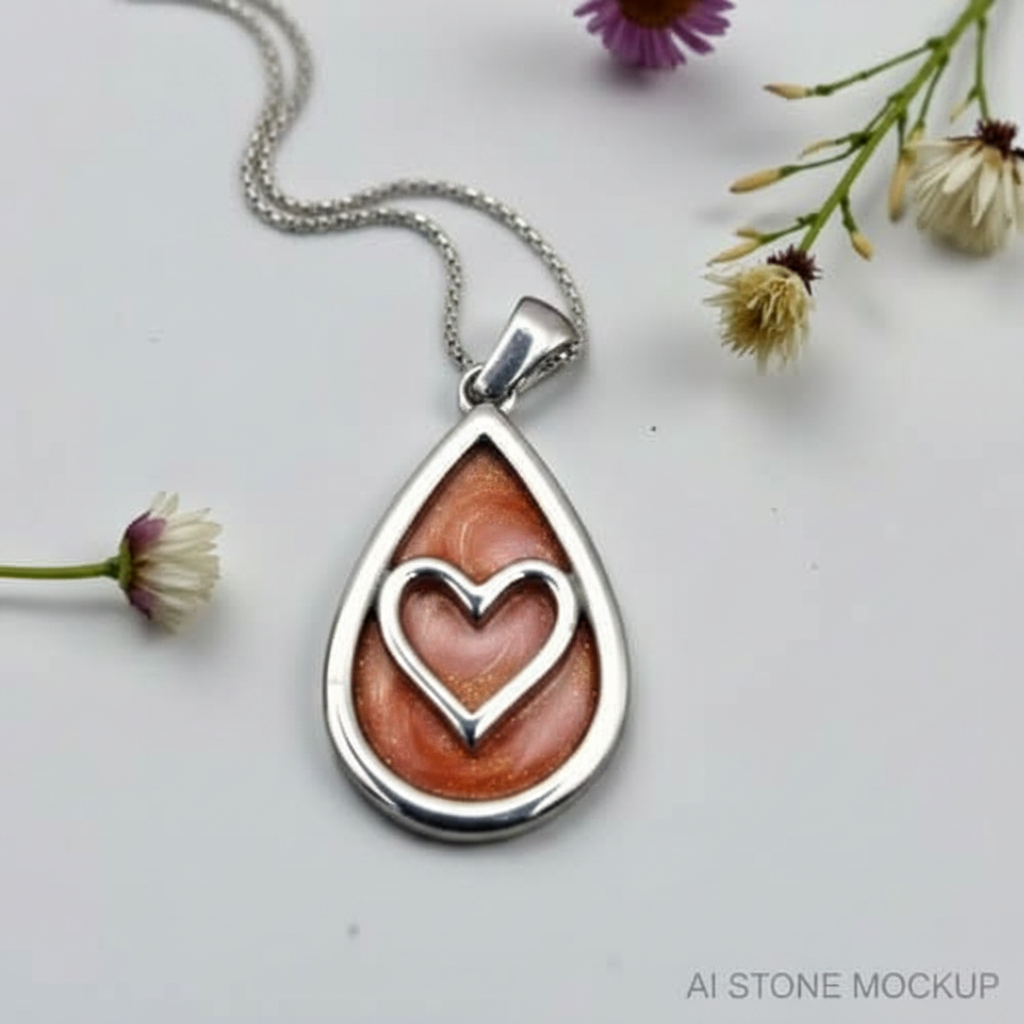 SS Teardrop Heart – Terracotta Blush Swirl Mockup