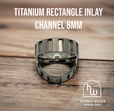 Titanium Rectangle Inlay Brushed Inlay Ring
