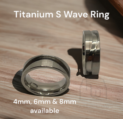 Titanium S Wave Channel Brushed Ring - various sizes