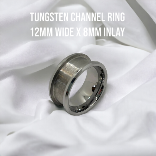 Tungsten Bevelled Edge Extra Wide Channel Ring