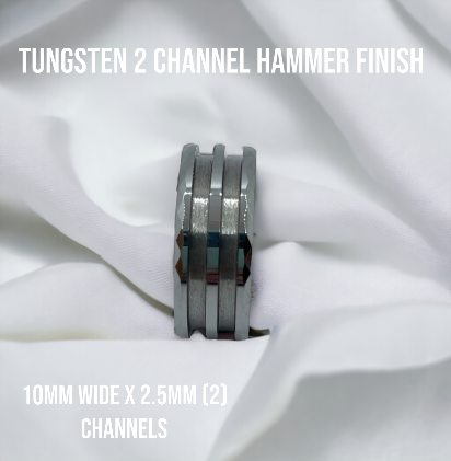 Tungsten Hammered Double Channel (different widths) Ring