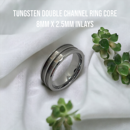 Tungsten Smooth Double Channel Ring
