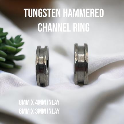 Tungsten Hammered Single Channel Ring