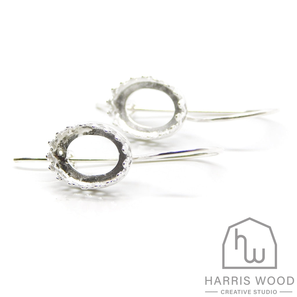 Crown Oval Bezel Dangle Earring Set - Harris Wood Creative Studio