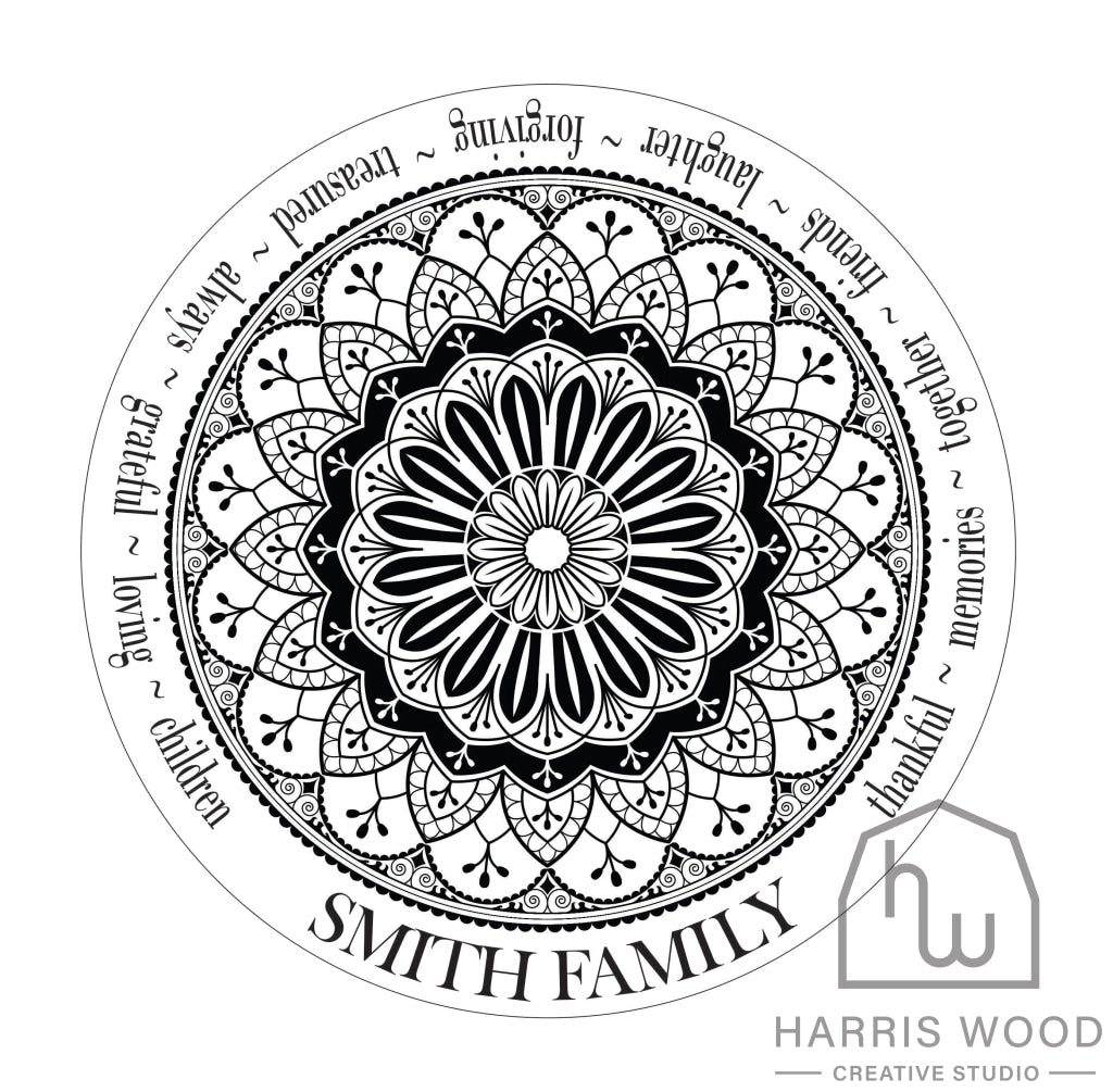 Family Mandala Design (round boards only) - Harris Wood Creative Studio