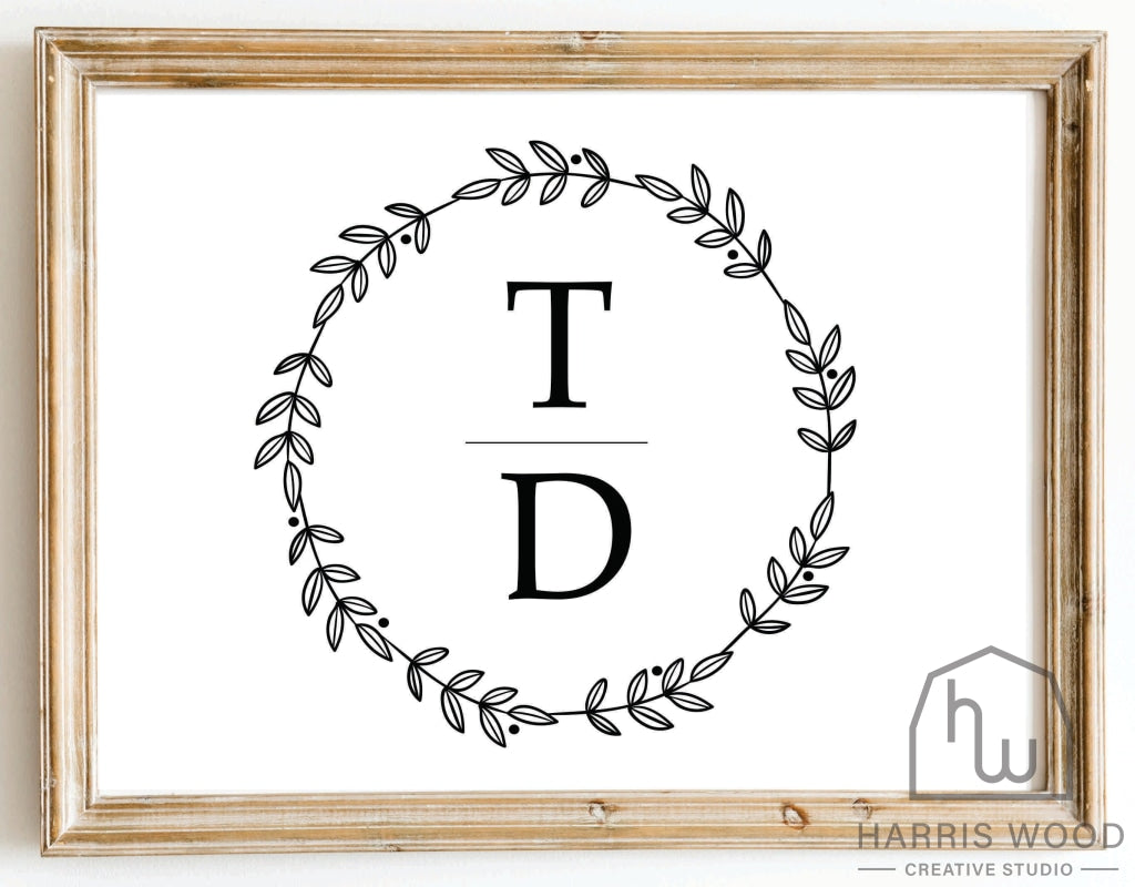 Initials Wreath Design - Harris Wood Creative Studio