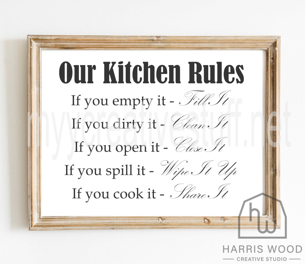 Kitchen Rules Board - Harris Wood Creative Studio