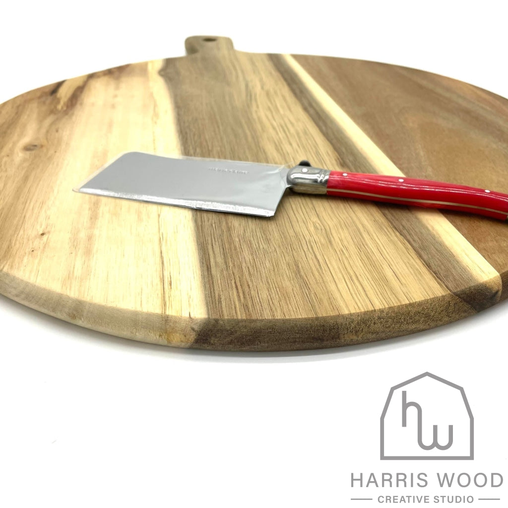 Marie Claire Laguiole Domain Round Serving Board with Knife 38cm - Harris Wood Creative Studio