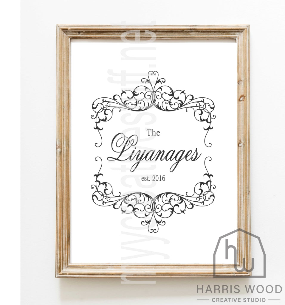 Ornate Surname Board - Design - Harris Wood Creative Studio