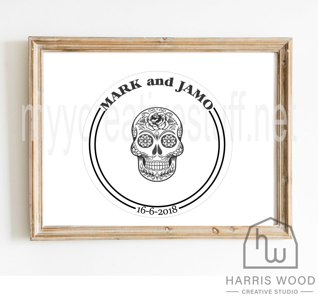 Sugar Skull Name &amp; Date Design - Harris Wood Creative Studio